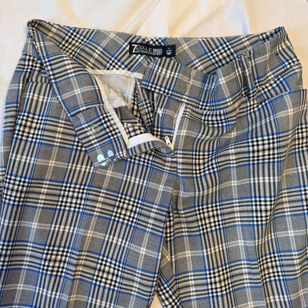 NY&Co 7th Avenue Design Studio Petite 4–Blue/Gray/black/white Plaid Dress Pants